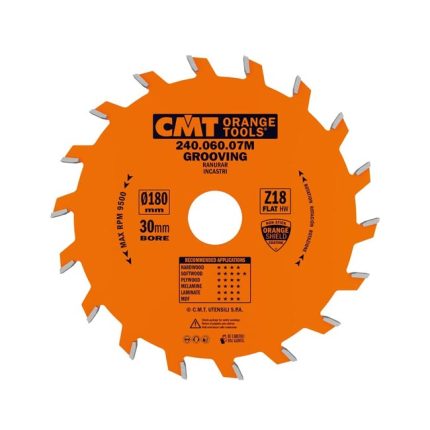 صينية فيديا خشب 7.25 بوصه 18 سن موديل 240.060.07M ايطالى CMT Grooving saw blade 180x6x30 Z=18 FLAT
