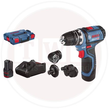 شنيور بطارية ليثيوم بوش موديل BOSCH - GSR 12V-15 FC, 2x 2.0 Ah, Carry Case, 4x Chuck Heads
