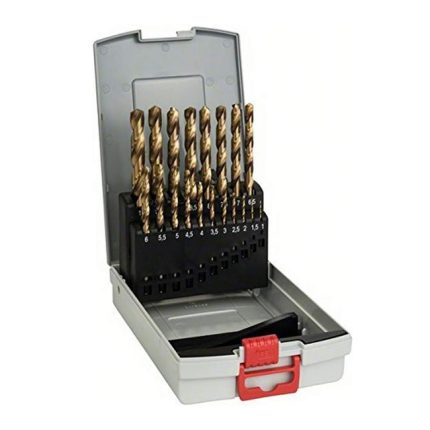علبة بنط تيتانيوم بوش 19 قطع من 1 مم الى 10 مم BOSCH Set of HSS-TN  1-10 mm 19 Pcs