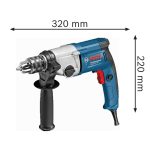 ⁦شنيور بوش عادة يمين و شمال 13 مم 750 وات الكترونى سرعتين BOSCH - GBM 13-2 RE Keyed⁩ - الصورة ⁦2⁩