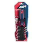 مفك 2 لون سنون + لقم 15 قطعة اي بي تي موديل APT  AH145377-15