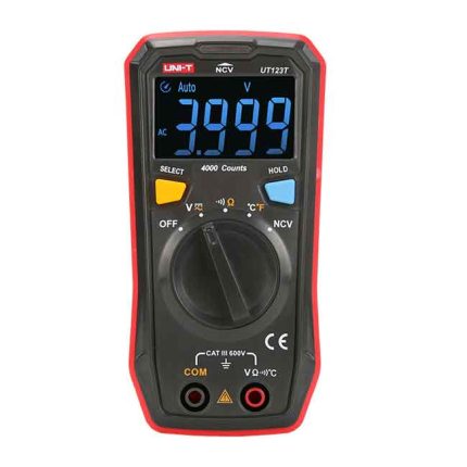 قياس جهد التيار المتردد والمقاومه واختبار درجه الحراره يو ني تي UNI-T UT123T