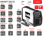⁦ماكينة لحام تيلوين انفرتر 200 أمبير أستنلس/ألومينيوم ايطالى  TELWIN  INFINITY 228-MMA⁩ - الصورة ⁦7⁩