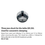 ⁦تشوك الفك الثلاثة للمخرطة DB 250 الماني PROXXON⁩ - الصورة ⁦2⁩