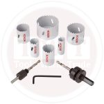 ⁦مجموعه من البنط المنشاريه 9 قطع للحديد (20-64) مم BOSCH Hss-Bimetal holesaw set 9 Pcs (20-64)mm⁩ - الصورة ⁦3⁩