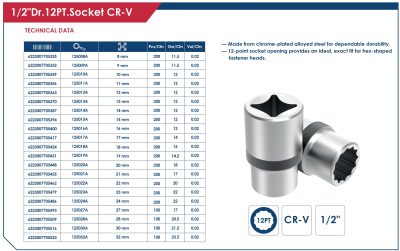 ⁦لقمة رباط مشرشرة مربع 1/2 بوصه 8 مم أي بى تى - 20 APT CR-V⁩ - الصورة ⁦2⁩