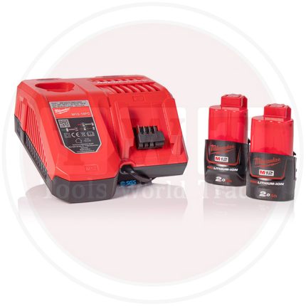 عدد 2 بطاريه 18 فولت - 12امبير + شاحن ميلوكي MILWAUKEE   M18HNRG-122
