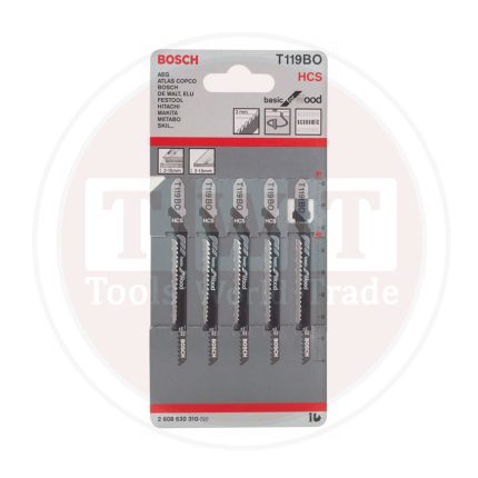 سلاح منشار اركيت بوش للخشب قطعيه دائريه و ناعمه 5 قطع BOSCH  JSB T T119 BO for wood Curve & Fine cut 5 Pcs