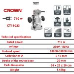 ⁦حليه إلكترونى كراون متعددة الوظائف 6/8 مم 710 وات موديل CROWN - CT11023⁩ - الصورة ⁦4⁩