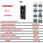 ⁦متر ليزر كراون ديجيتال 80 متر موديل CROWN - CT44034⁩ - الصورة ⁦4⁩