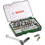 طقم لقم تشكيلة سنون بوش المفكات و اللقم 27 قطعه + ادابتر BOSCH  27 Pcs Screwd driver Set
