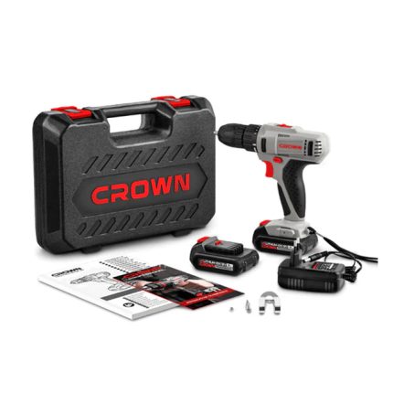 شنيور كراون 13 مم 45 نيوتن 1.5 امبير 2 بطارية 18 فولت ليثيوم ايون شنطة بلاستيك موديل CROWN CT21056L