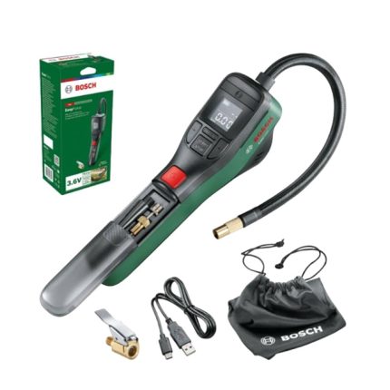 منفاخ لاسلكي بوش لاطارات السيارات والدرجات الناريه والكرات ومعدات الرياضات المائية تعمل عن طريق USB اقصي ضغط 10.3/150PSIبار حجم الهواء 9 لتر   BOSCH