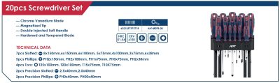 ⁦طقم ستاند مفكات 20 قطعة اي بي تي موديل APT AH148078-20⁩ - الصورة ⁦2⁩