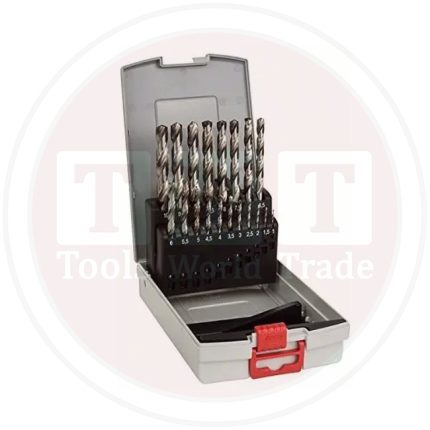 علبة بنط حدادى مسنونة بوش 19 قطع من 1 مم الى 10 مم BOSCH Set of HSS-G 1-10 mm 19 Pcs