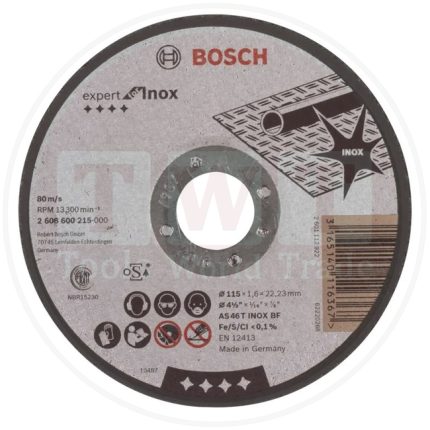حجر قطعية بوش  4.5 بوصة ستانلس ستيل بسكوتة 1.6مم ( المانيا) BOSCH Inox Cutting Disc (115X22.23X1.6)