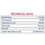 ⁦مسدس دوكو مقلوب خدمة شاقه 600 سم  1.4 مم اي بي تي موديل  APT H-827 1.4mm⁩ - الصورة ⁦2⁩