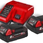 عدد 2 بطاريه 12 فولت - 2 امبير + شاحن MILWAUKEE M18NRG-202