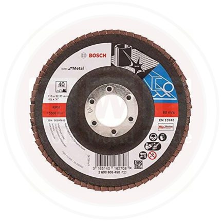 صنفرة مروحية ستانلس ستيل بوش 4.5 بوصة   خشانه 40 BOSCH Flap Disc Best for Metal 115mm G 40