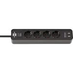 مشترك بريننشول 4 فتحة كيبل 1.5 متر مزود بمخارج USB مع مفتاح فصل Brennenstuhl