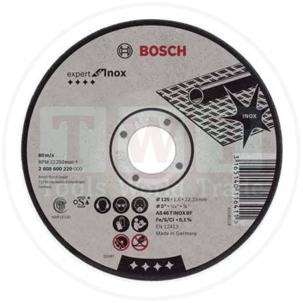 حجر قطعية بوش بسكوتة  5 بوصة ستانلس ستيل 1.6مم ( المانيا) BOSCH Inox Cutting Disc (125X22.23X1.6)
