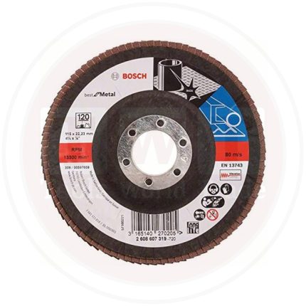 كاوتشة صاروخ  ستانلس ستيل بوش 4.5 بوصه خشانة 120 BOSCH Flap Disc Best for Metal 115mm G 120