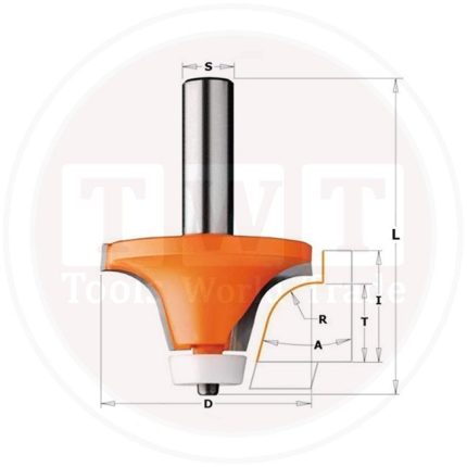 بنطة Bevel Bit for Corian HW S=12 D=54 A=15 R=12.7-6.35 CMT