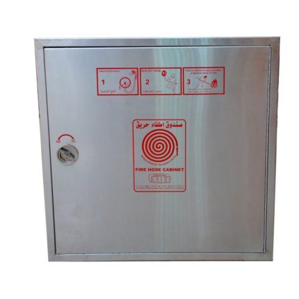 دولاب اطفاء حائطي صاج فارغ بضلفة اضافية بطراز Taurus مقاس 1100*800*300 مم الضلف من الاستانلس - يمين مصممم TFC