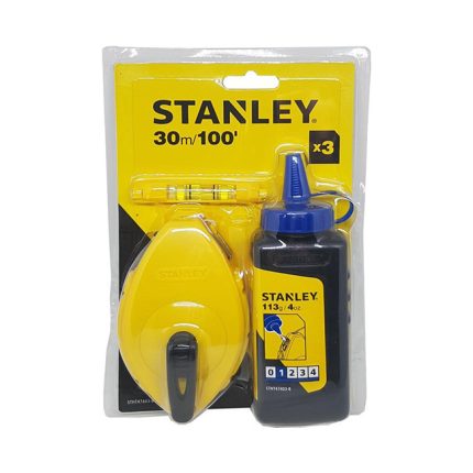 طقم خيط علام  30 متر وطبـاشير وميزان خيط ستانلي STANLEY 0-47-443