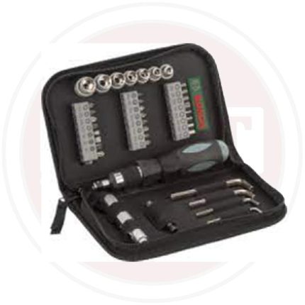 تشكيله من سنون المفكات و اللقم 38 قطعه + مفك BOSCH  38 Pc Promoline Mixed Set