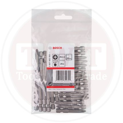 باكت سنون بوش مفكات 25 قطعه BOSCH PH2Screwdriver Bits  49mm 25 Pcs