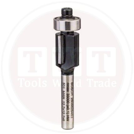 بنطة راوتر بوش لتشذيب الرقائق قطر 6 مم - اجمالي الطول   56 مم  BOSCH Flush Trim Bit 6, 12.7x56