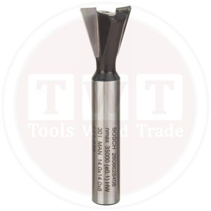 بنطة راوتر بوش لتعشيق المجري ثنائية الحزوز قطر 8مم -اجمالي الطول 54 BOSCH  Dovetail Bit 8, 14x55
