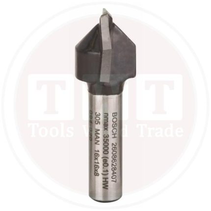 بنطة راوتر بوش للتجاويف  V قطر 8 مم - اجمالى الطول 45 مم BOSCH V-Groove Bit 8, 16x45