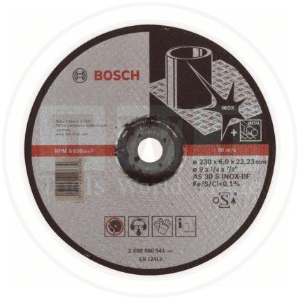 حجر جلخ 9 بوصة بوش ستانلس ستيل 6 مم ( المانيا ) BOSCH INOX GRINDING DISC 230 x 22.2 mm
