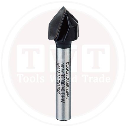 بنطة راوتر بوش للتجاويف علي شكل  BOSCH  V-Groove Bit 6, 12.7x45