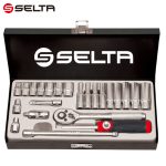 طقم لقم 4/1 بوصه سيلتا في شنطه معدن  24 قطعه من 4مم: 12 مم   SELTA