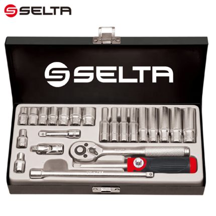 طقم لقم 4/1 بوصه سيلتا في شنطه معدن  24 قطعه من 4مم: 12 مم   SELTA