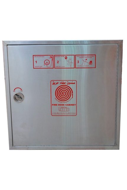 دولاب بافاريا معدات اطفاء استانلس استيل طراز Taurus مقاس 800*800*300 مم يمين داخل الحائط BAVARIA FC-SS