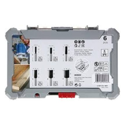 مجموعه من بنط الراوتر للتجاويف المستقميه 6 قطع كعب 6 مم  BOSCH pcs 6 pcs Straight 6 mm s