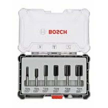 مجموعه من بنط الراوتر للتجاويف المستقميه 6 قطع كعب 8 مم   BOSCH 6 pcs Straight 8mm s
