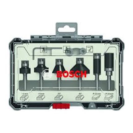 مجموعه من بنط الراوتر للتجاويف الدائريه 6 قطع كعب 6 مم    BOSCH 6 pcs Trim&Edging 6m