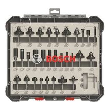 مجموعه من بنط الراوتر للتجاويف المستقيمه و الدائريه 30 قطعه كعب 6 مم  BOSCH 30 pcs Mixed 6mm sha