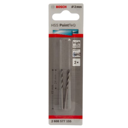 بنطة حدادى قطعتين قطر 2 مم بوينت تك بوش BOSCH HSS Twist Drill Bit PointTeQ2.0mmPACK OF 2