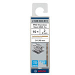 ⁦علبة بنط كوبلت للتخريم فى الاستانلس 10 قطع 2 مم بوش BOSCH PACK OF  10 Metal Drill Bits  HSS-CO 2X24X49⁩ - الصورة ⁦3⁩