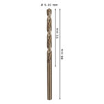 ⁦علبة بنط كوبلت للتخريم فى الاستانلس 10 قطع 5.1 مم بوش  BOSCH PACK OF 10 Metal Drill Bits HSS-CO 5,1X52X86⁩ - الصورة ⁦3⁩