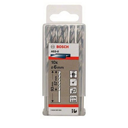 علبة بنط حدادى 10قطع قطر 6مم بوش BOSCH HSS-G 6MM  10 PCS