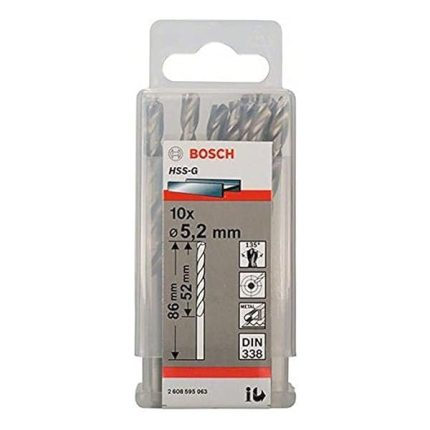 علبة بنط حدادى 10 قطع قطر 5.2 مم بوش BOSCH HSS-G 5.2 MM  10 PCS