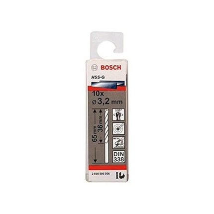 علبة بنط حدادى 10قطع قطر 3.2مم بوش BOSCH Hss-G 3.2 MM  10 PCS