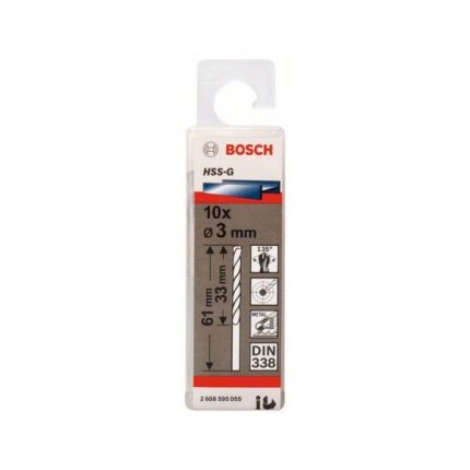 علبة بنط حدادى 10قطع قطر 3مم بوش  BOSCH HSS-G3MM 10PCS